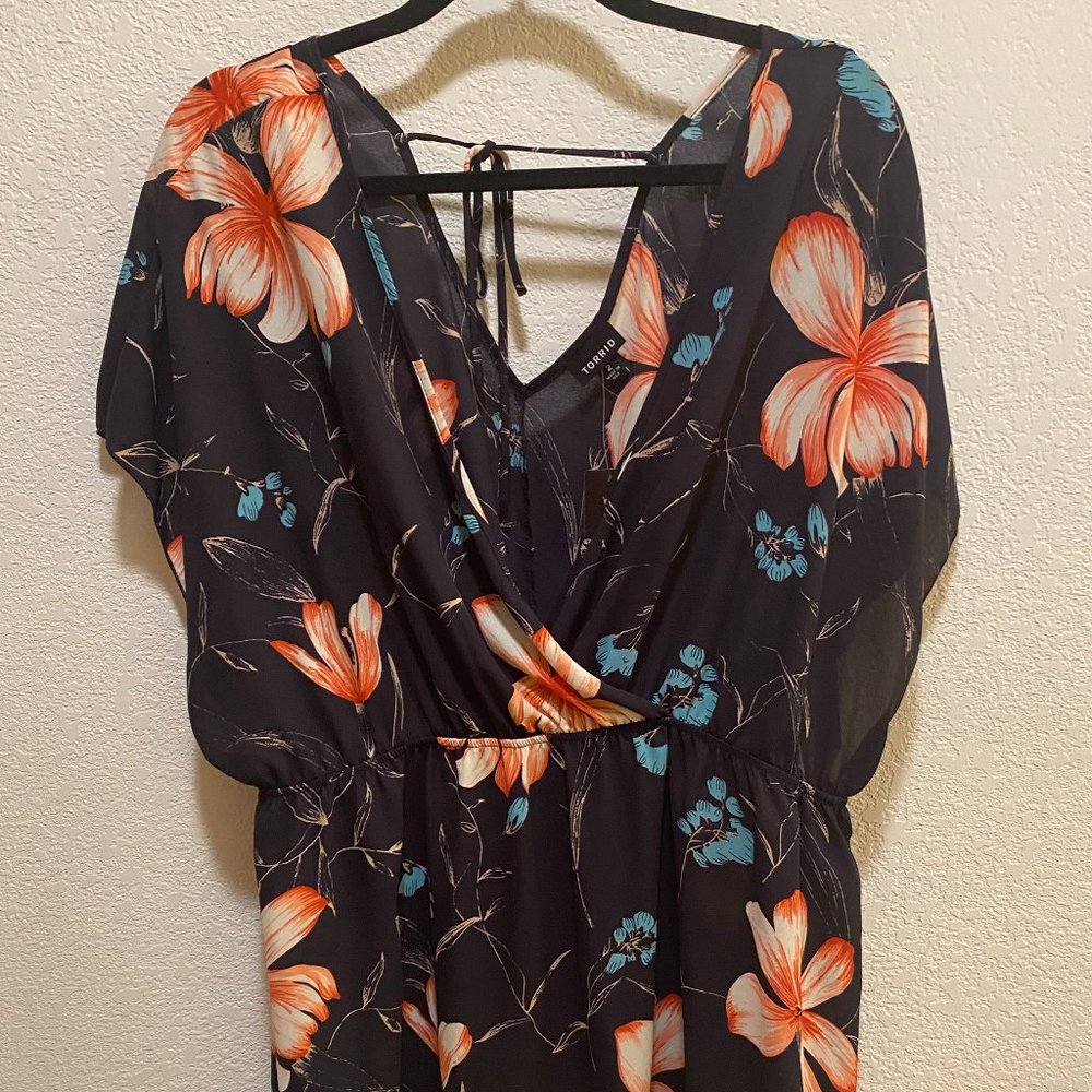 Torrid Flower Print Surplice Baby Doll Top - NWT